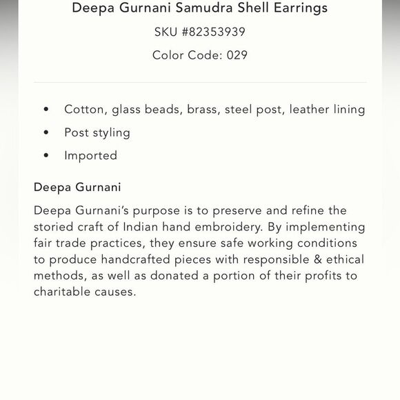 Deepa Gurnani x Anthropologie Samudra Beaded Nautilus Shell Earrings - Picture 5 of 8